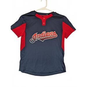 Majestic Cleveland Indians Cool Base Navy Red Jersey Shirt Youth Small